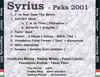 Syrius - Live in Paks DVD borító BACK Letöltése